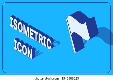 Isometric Flag icon isolated on blue background.  Vector Illustration