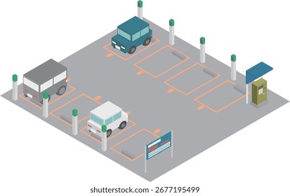 Isometric flapless parking lot image material