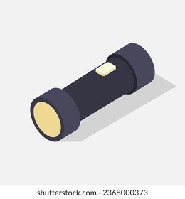 Isometric flashlight illustrated on a background