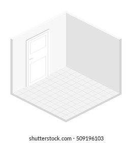 Isometric flat 3D abstract interior empty room. White illustration room