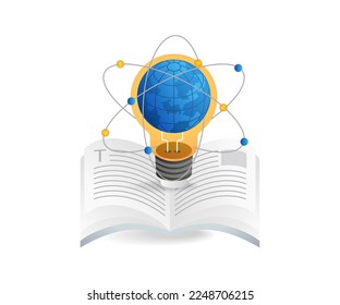 Isometric flat 3d concept absorb a lot of knowledge by reading