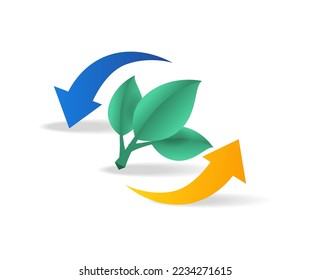 Isometric flat 3d concept illustration of eco green leaf recycling symbol