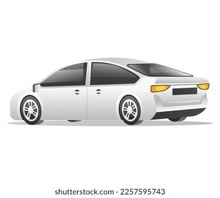 Isometric flat 3d concept illustration of luxury sedan car model character back view