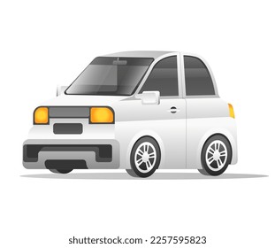 Isometric flat 3d concept illustration of minimalistic electric car model character