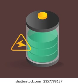 Isometric flat 3d concept illustration of electric energy storage battery