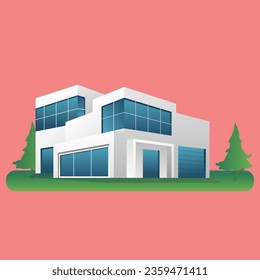Isometric flat 3d concept illustration of business office building