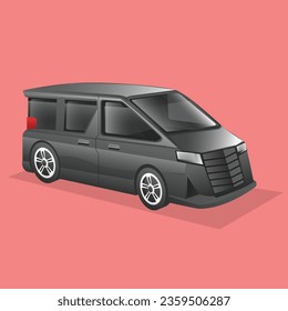 Isometric flat 3d concept illustration of luxury sports car model character for family