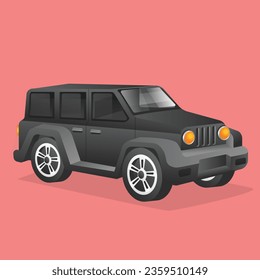 Isometric flat 3d concept illustration of big luxury sports car model character