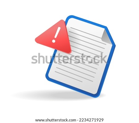 Isometric flat 3d concept illustration of warning sheet