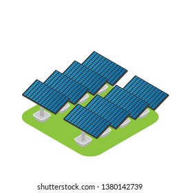 Isometric flat 3D concept vector outside solar panels