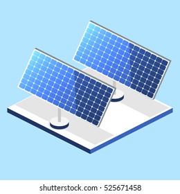 Isometric flat 3D concept vector outside solar panels