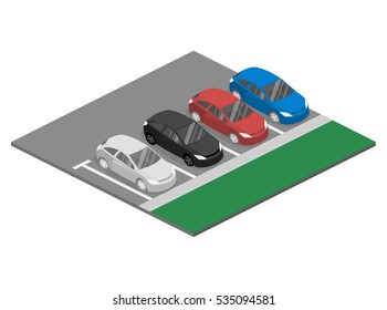 Isometric flat 3D concept vector car. Urban transport. parking space