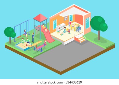 Children School Playground Stock Illustrations, Images & Vectors ...