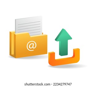 Isometric flat 3d illustration concept of upload data folder