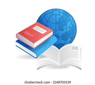 Isometric flat 3d illustration concept of book reading for world development - Powered by Shutterstock - Get 15% off with code: PIKWIZARD15