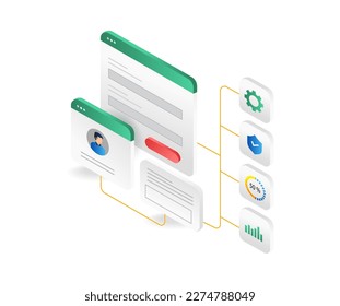 Isometric plano 3d concepto de ilustración de análisis de datos personales pantalla