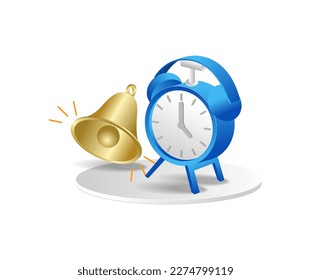 Isometric flat 3d illustration concept of time alarm schedule reminder
