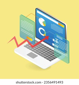 Isometrisches flaches 3D-Illustrationskonzept für die Datenanalyse