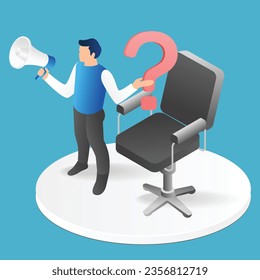 Isometric flat 3d illustration concept of looking for newest candidate