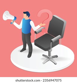 Isometric flat 3d illustration concept of looking for newest candidate