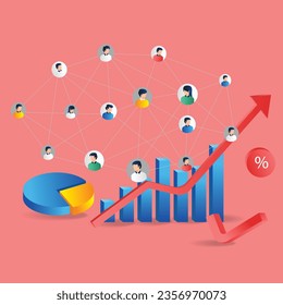 Isometric flat 3d illustration concept business team investment network