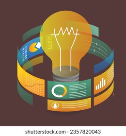 Isometric flat 3d illustration concept smart idea data analyst layout