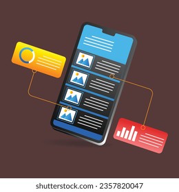 Isometric flat 3d illustration concept of smartphone app test