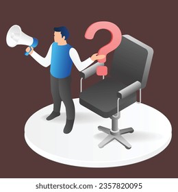 Isometric flat 3d illustration concept of looking for newest candidate