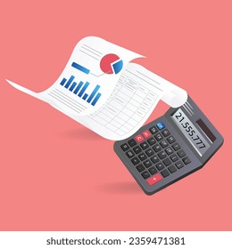 Isometric flat 3d illustration concept of calculating analysis business income