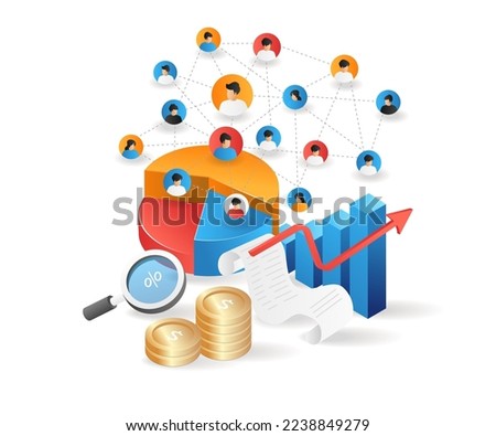 Isometric flat 3d illustration concept of growing business by expanding team network