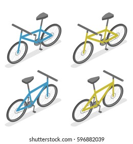 Isometric flat 3D isolated concept vector bicycle. Eco transport. bike for infographics and design games.