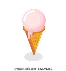 Vector de concepto aislado isométrico plano 3D del cono de helado.