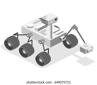 Isometric flat 3D isolated concept vector of a Rover standing on Mars
