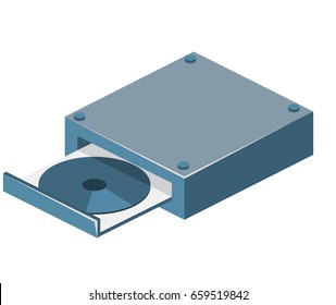 Isometric flat 3D isolated concept vector Cd Disk Drive