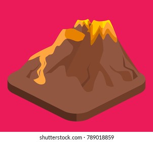 Isometric flat 3D isolated concept vector volcano