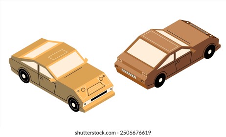 isometric flat
 car colorful vector illustration set 