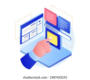 Isometric flat concept Illustration. set up web app