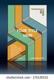 Isometric flat design brochure with black lines style. Flat design template