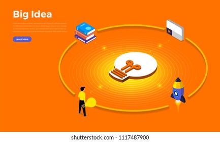 Isometric flat design concept big idea. Vector illustrations.