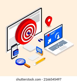 Isometric Flat Design Concept Digital Marketing Retargeting or Remarketing