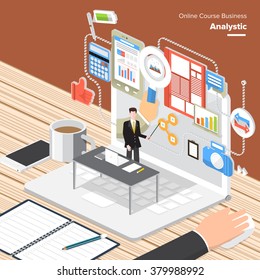 Isometric Flat design concepts for Business Consulting, Communication, Social Media Analystic. Concepts for web banners and promotional materials.