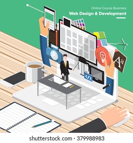 Isometric Flat design concepts for Email Marketing, Web Design Development, Big Data Analyze. Concepts for web banners and promotional materials.