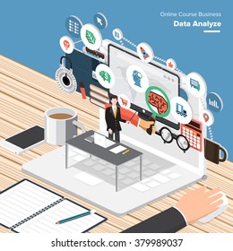 Isometric Flat design concepts for Email Marketing, Web Design Development, Big Data Analyze. Concepts for web banners and promotional materials.