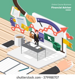 Isometric Flat design concepts for Global Economy, Financial Adviser, Resource Management. Concepts for web banners and promotional materials.