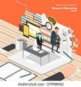 Isometric Flat design concepts for Online Advertising, Partnership Relation, Research Knowledge. Concepts for web banners and promotional materials.