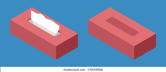 Isometric Flat Design Red Tissue Paper Vector Illustration