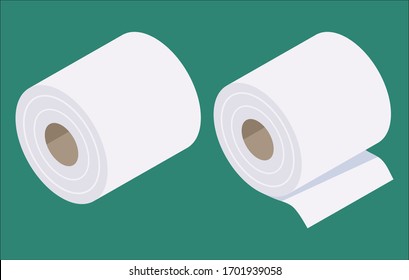 Isometric and flat design toilet paper vector illustration
