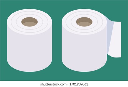 Isometric and flat design toilet paper vector illustration