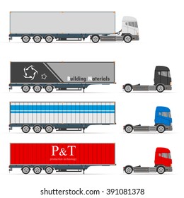 the isometric. flat design trucks. tractor. the truck