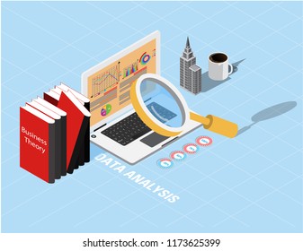 Isometric flat design.Concept business strategy. Analysis data cloud and Investment,Digital marketing